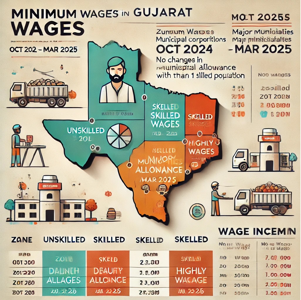 Minimum Wages in Gujarat (Oct 2024 – Mar 2025): No Changes in Dearness Allowance